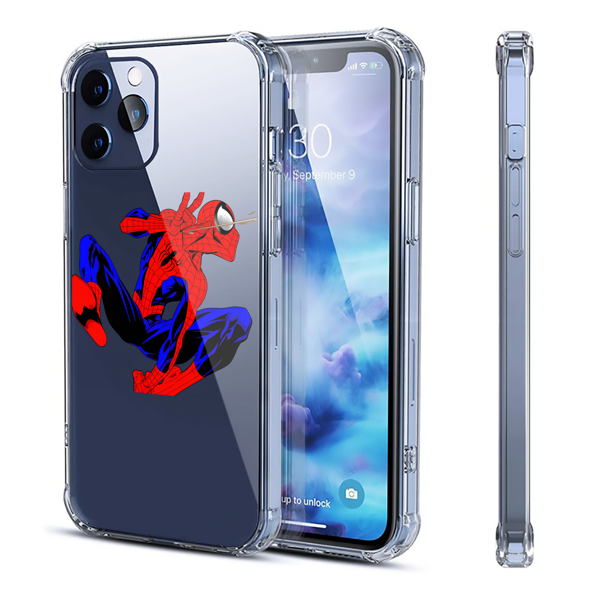 （画像用） Spider Man スパイダーマン 【iPhone 12シリーズ対応】透明スマホケース（クリアソフトケース）